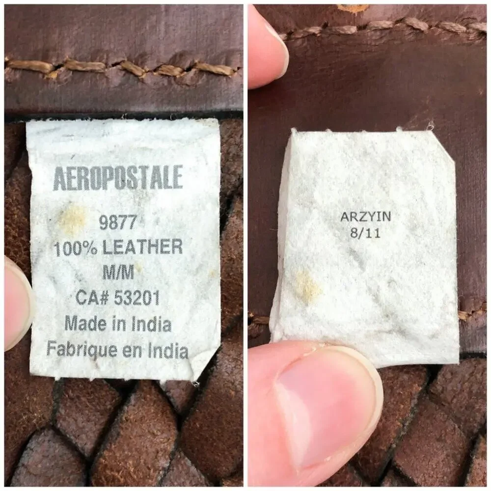Aeropostale Y2K Wide Woven Leather Belt Rugged Durable Mens Size Medium Brown